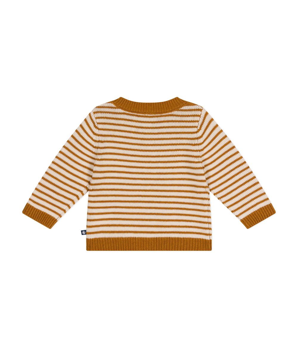 Petit Bateau Baby Wool and Cotton Knit Ecureuil/Avalanche Jumper - Brown/White