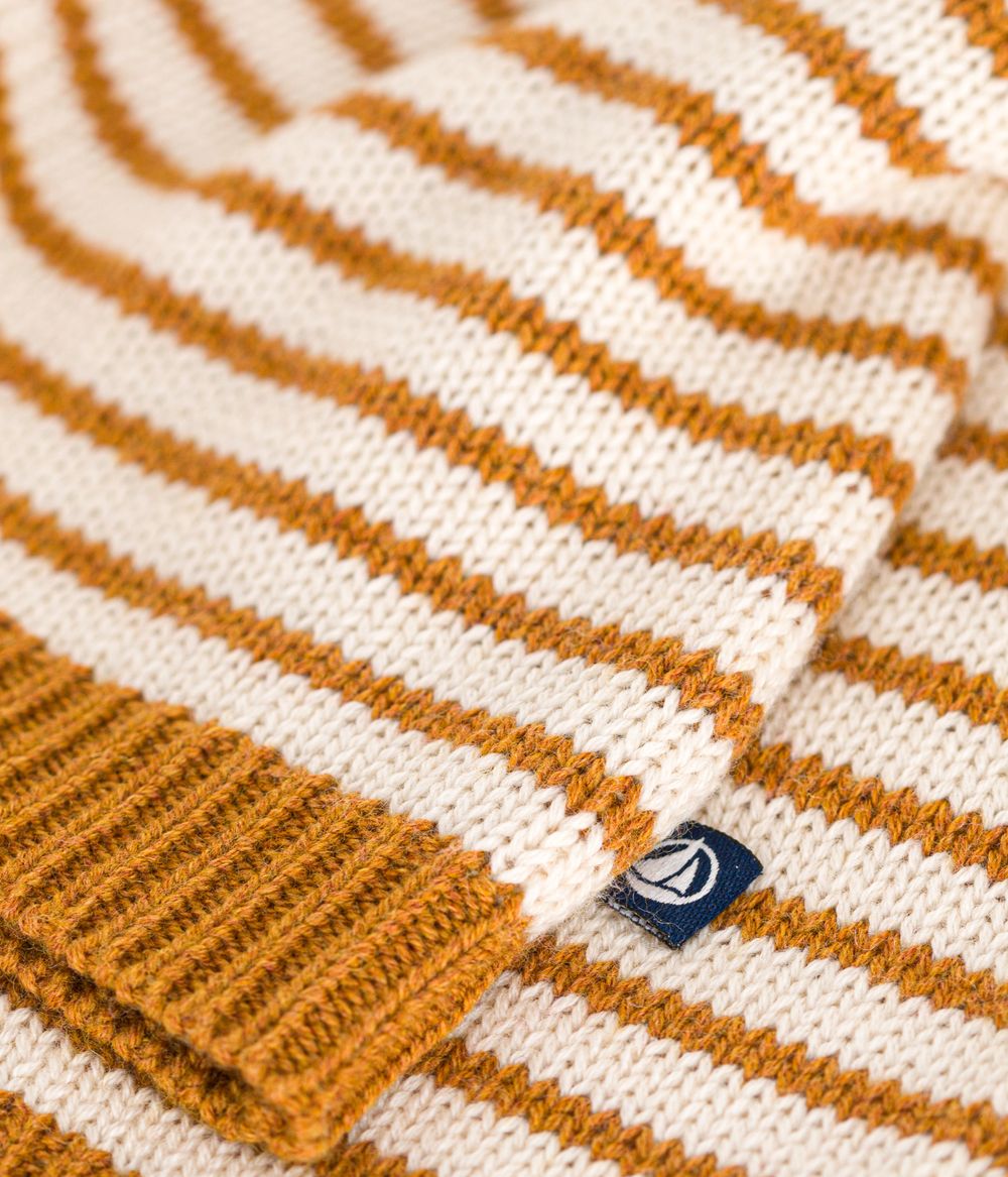 Petit Bateau Baby Wool and Cotton Knit Ecureuil/Avalanche Jumper - Brown/White