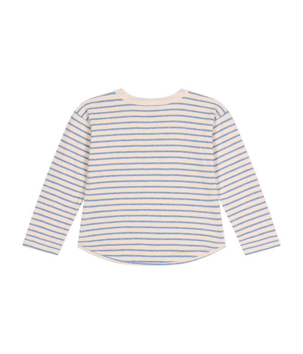 Petit Bateau T-Shirt Shirt Ml Avalanche/Sky Chine - White/Blue