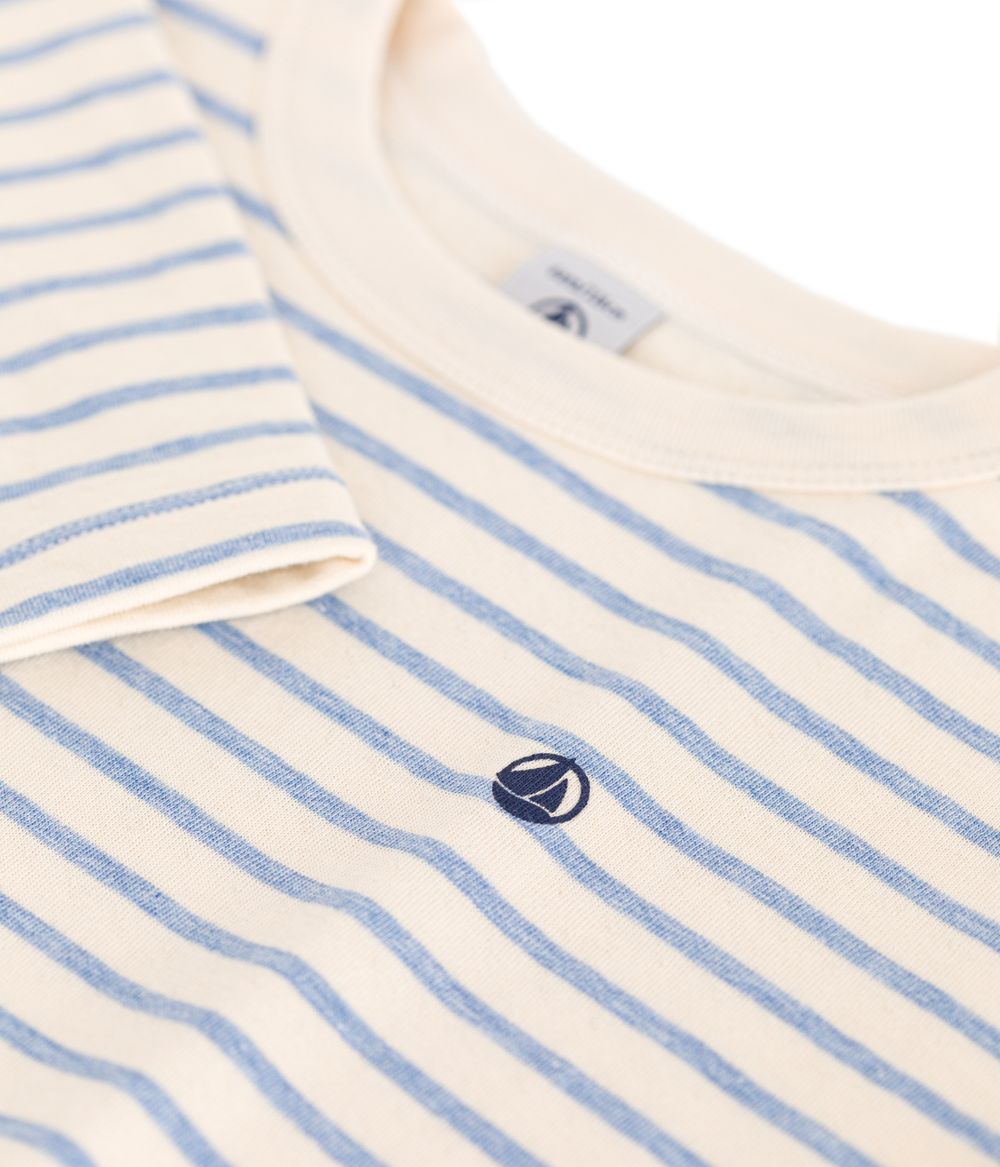 Petit Bateau T-Shirt Shirt Ml Avalanche/Sky Chine - White/Blue