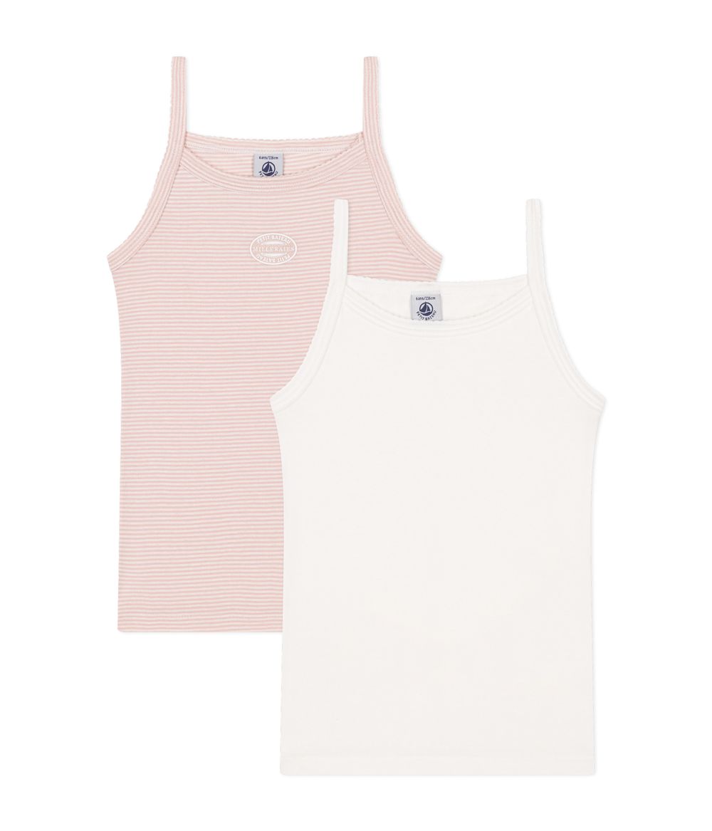Petit Bateau Children's Cotton Vests with Fine Straps Pack of 2 Set 1