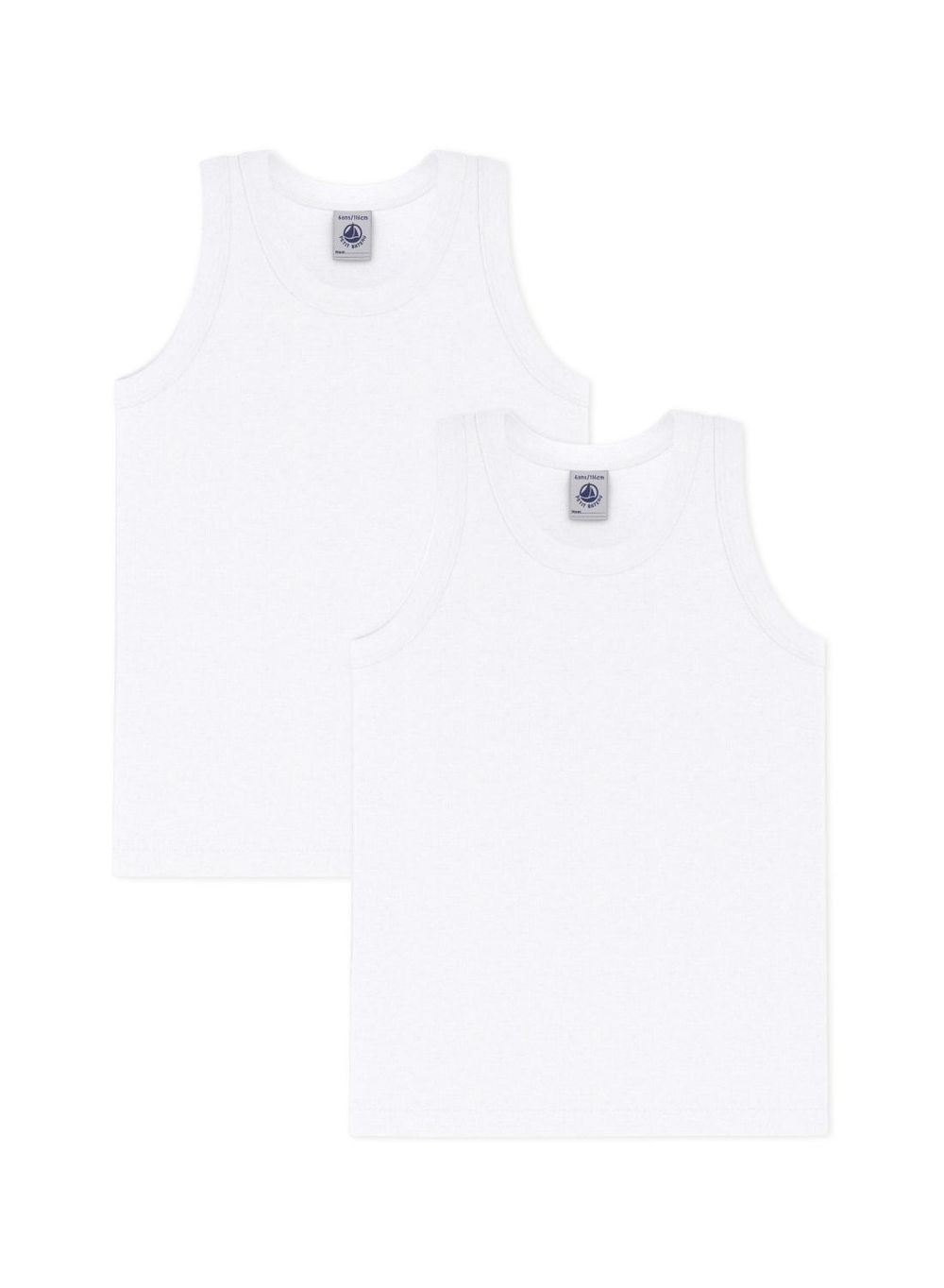 Petit Bateau Boys Vests - White - Pack of 2