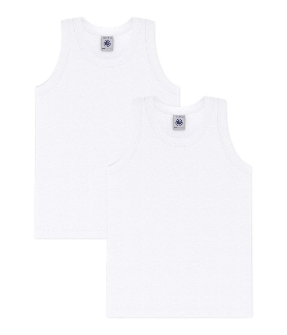 Petit Bateau Cotton Tank Tops 2 Pcs - White