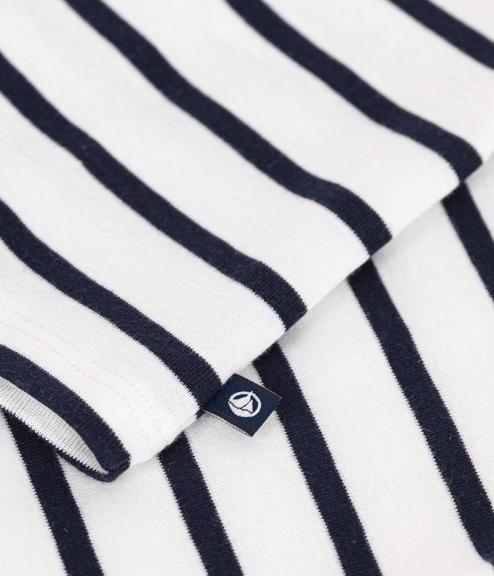 Petit Bateau Babies' Long-Sleeved Fine Jersey Striped T-Shirt - White/Blue
