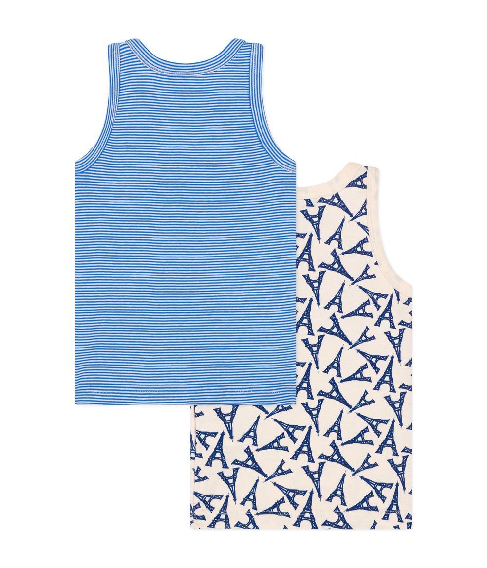 Petit Bateau Cotton Tank Tops Paris-Themed 2 Pcs