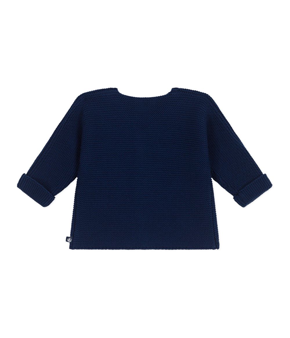 Petit Bateau Baby's Moss Stitch Cotton Cardigan Medieval - Blue