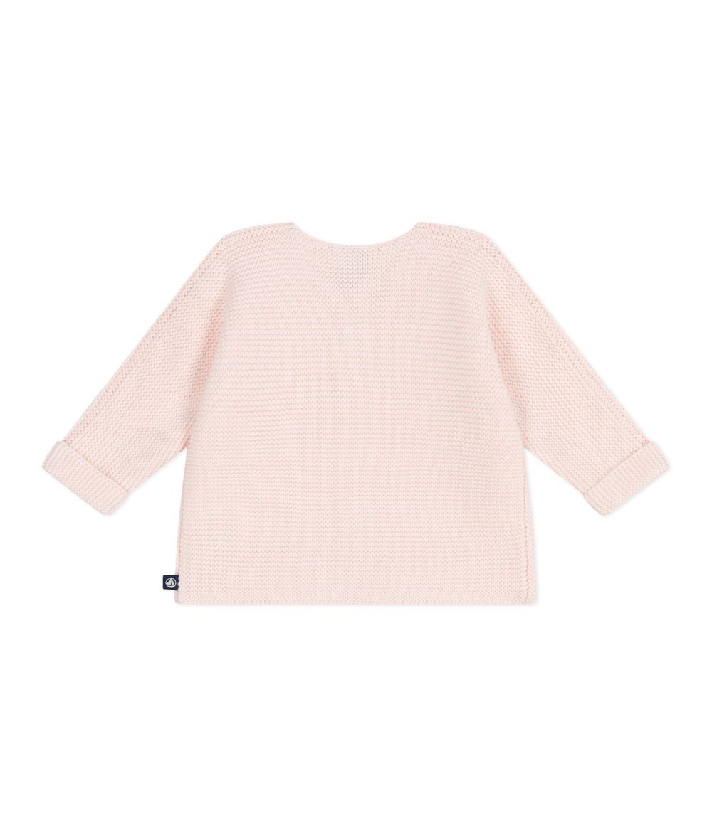 Petit Bateau Baby Girl's Moss Stitch Cotton Cardigan Fleur - Pink