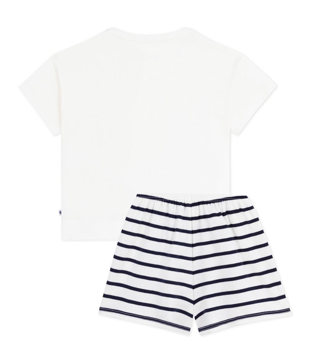 Petit Bateau Kids Short Heart Print Cotton Pyjamas
