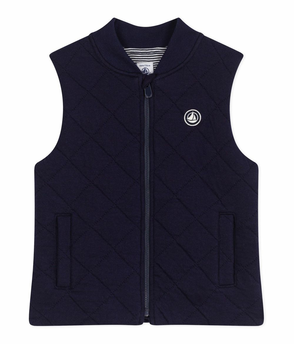 Petit Bateau Kids Sleeveless Plain Cotton Cardigan Soir