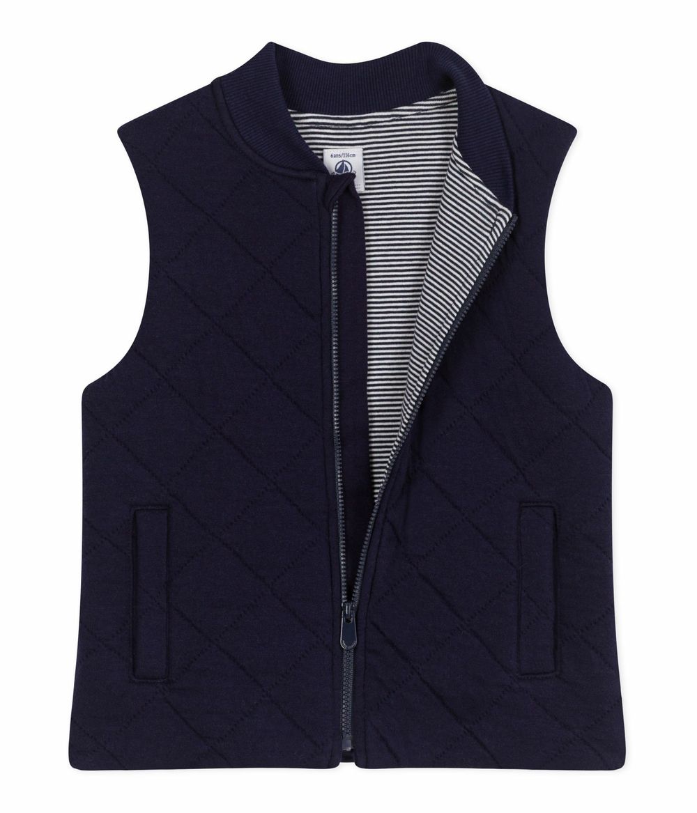Petit Bateau Kids Sleeveless Plain Cotton Cardigan Soir
