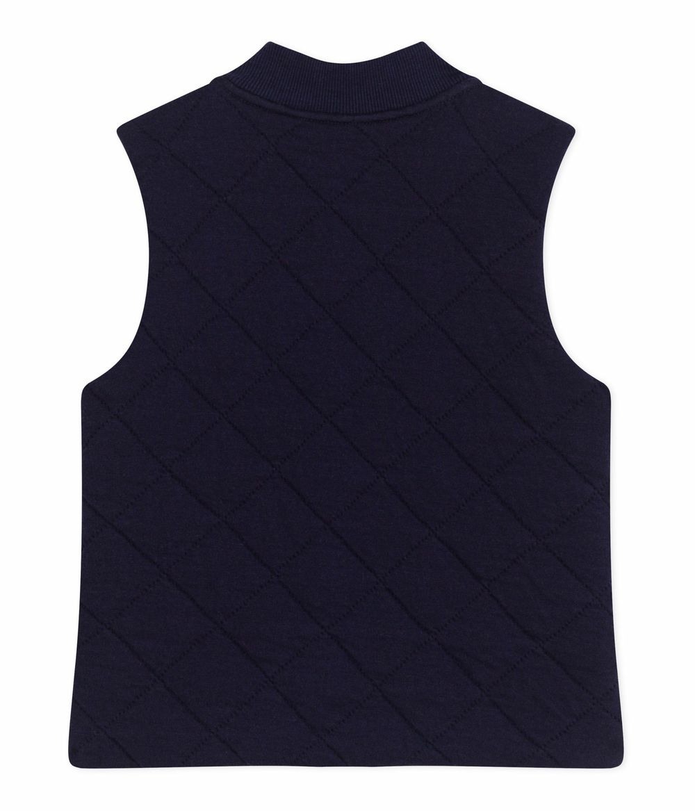 Petit Bateau Kids Sleeveless Plain Cotton Cardigan Soir