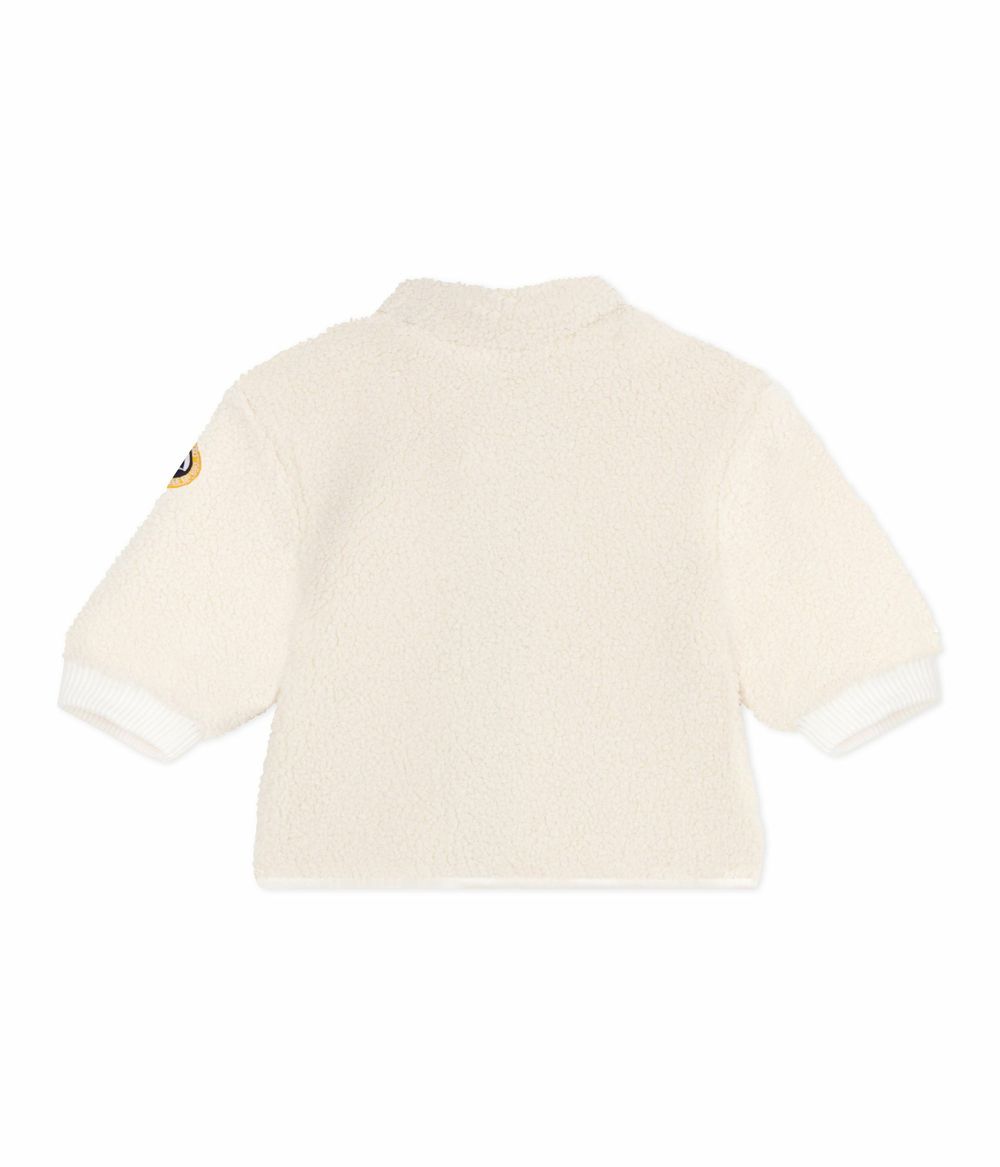 Petit Bateau Baby Padded Sherpa with a Hood Coat - Milk/Multicolor