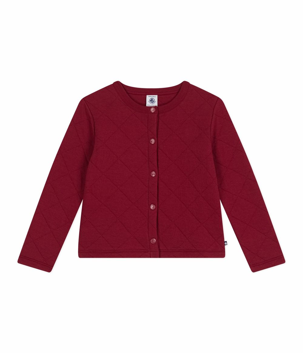Petit Bateau Kids Plain Cotton Cardigan Amarante
