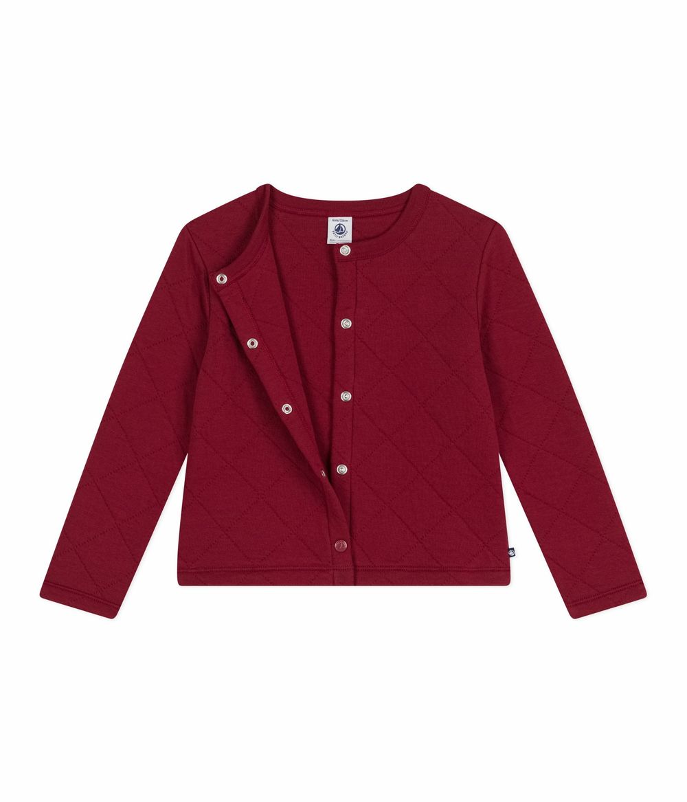 Petit Bateau Kids Plain Cotton Cardigan Amarante