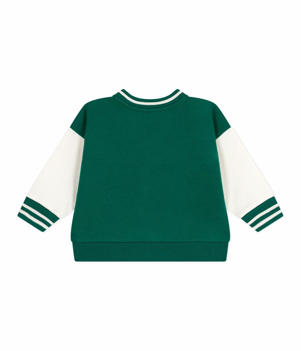 Petit Bateau Baby Boy's Varsity-Style Jacket Evergreen Green/Milk - White