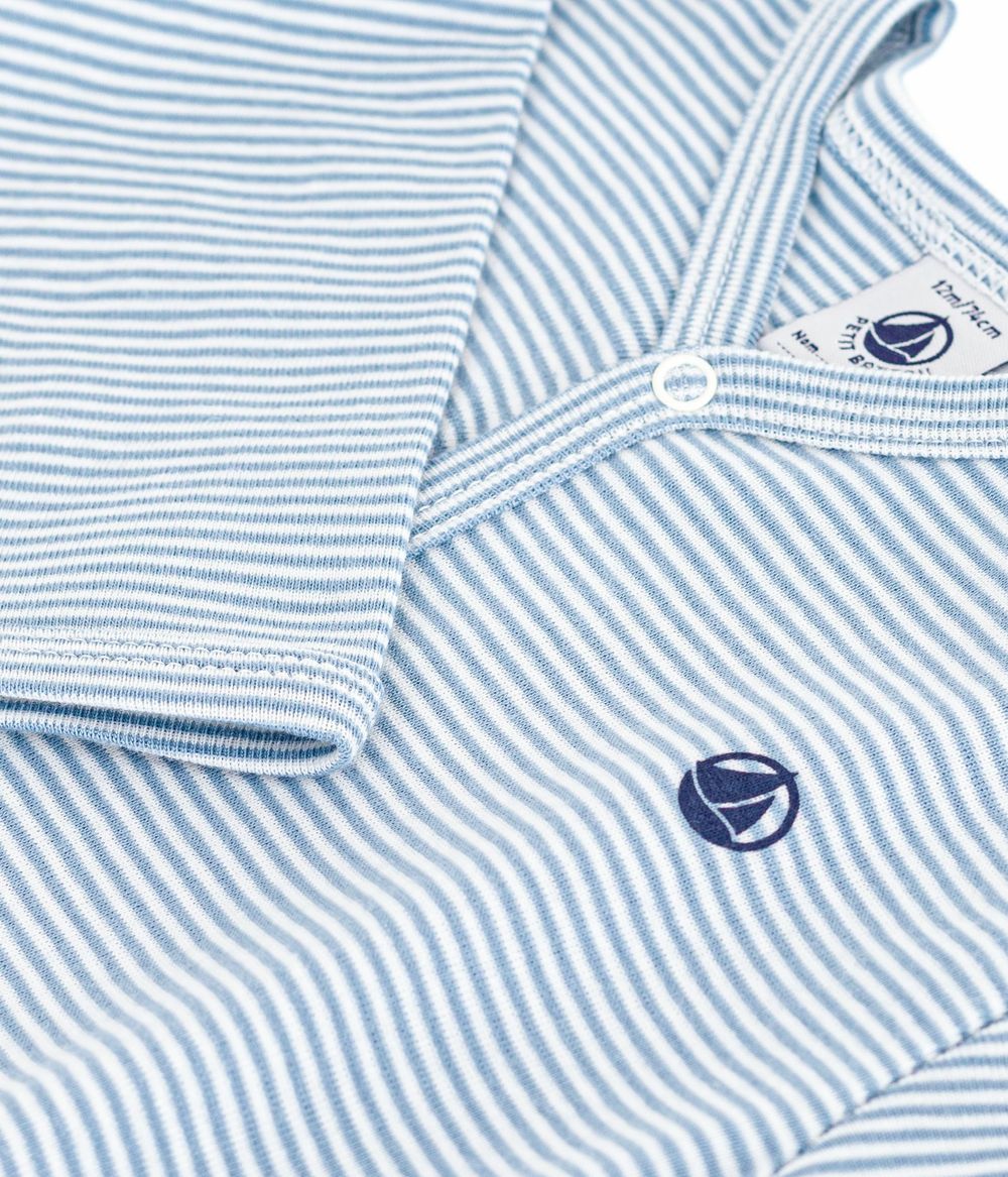 Petit Bateau Baby's Pinstriped Sleepsuit Adriatic Blue/Marshmallow - White