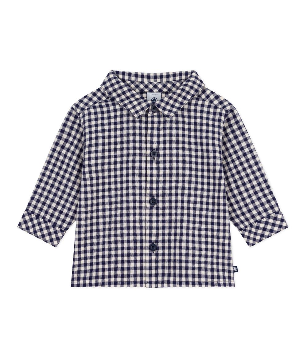 Petit Bateau Baby Boys' Checked Full Sleeves Flannel Shirt Soir/Milk