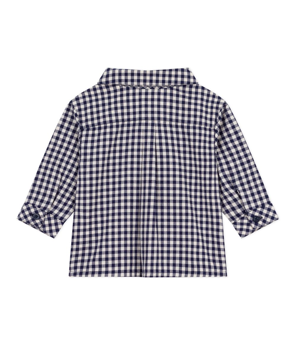 Petit Bateau Baby Boys' Checked Full Sleeves Flannel Shirt Soir/Milk