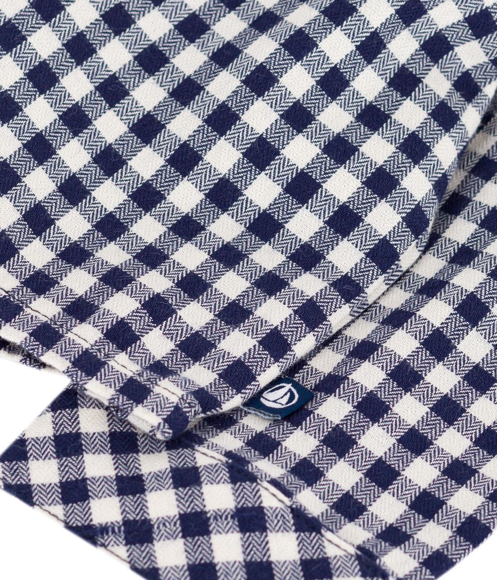 Petit Bateau Baby Boys' Checked Full Sleeves Flannel Shirt Soir/Milk