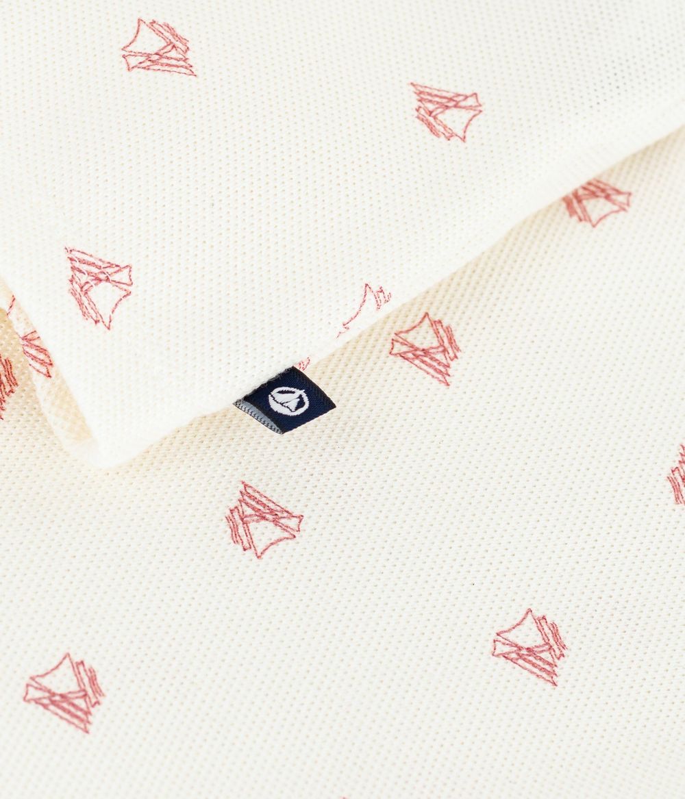 Petit Bateau Babies' Short-Sleeved Vintage Boats Printed Polo Shirt Pompei - White/Red