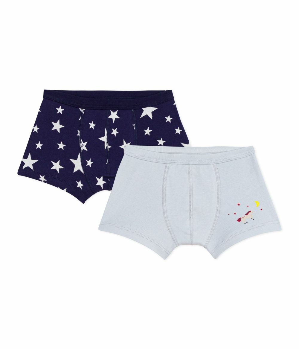 Petit Bateau Boys' Cotton Boxers - Blue - 2 Pcs