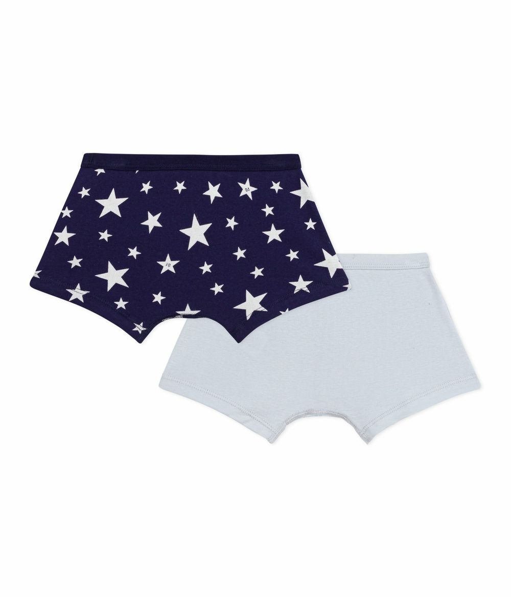 Petit Bateau Boys' Cotton Boxers - Blue - 2 Pcs