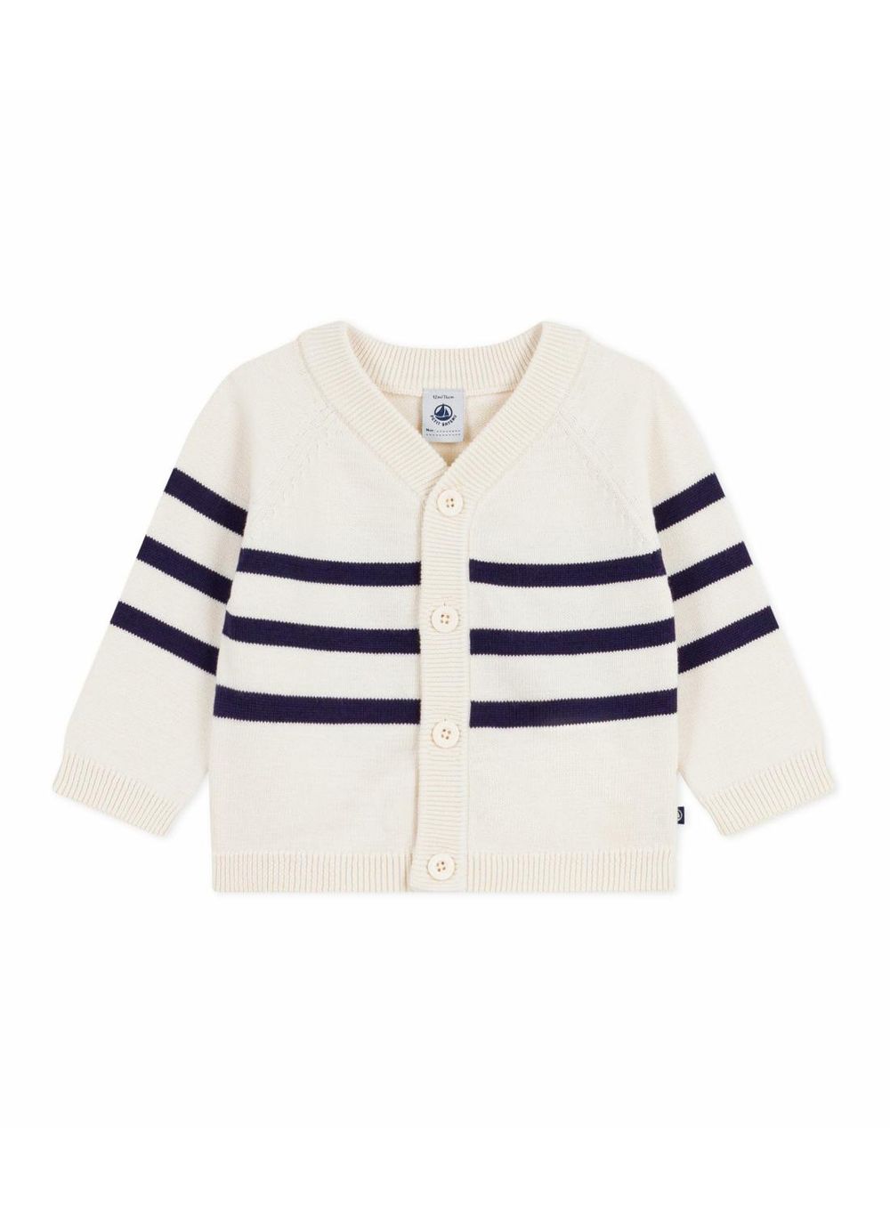 Petit Bateau Babies Stripy Cotton Cardigan - White/Blue