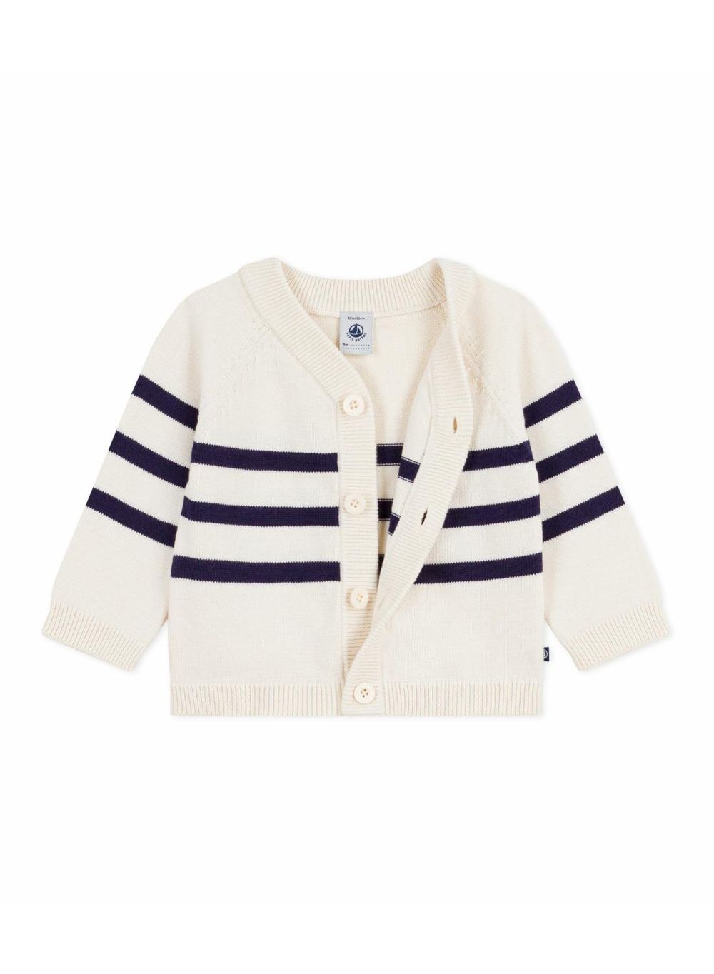 Petit Bateau Babies Stripy Cotton Cardigan - White/Blue