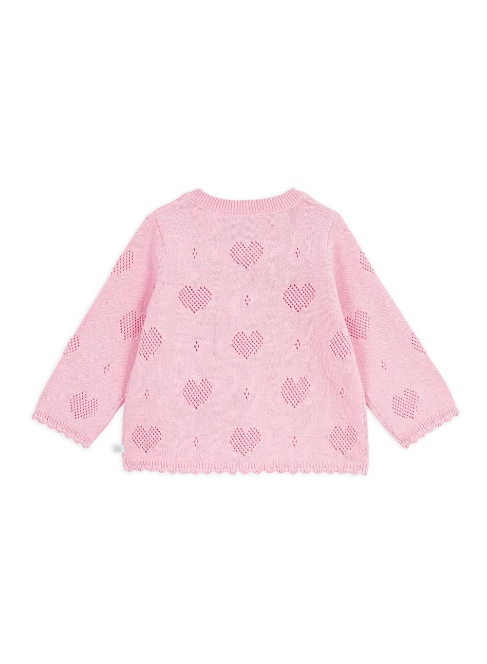 Petit Bateau Babies Heart Pattern Cotton Cardigan - Pink