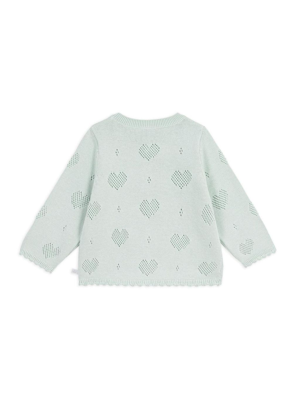 Petit Bateau Babies Heart Pattern Cotton Cardigan - Blue