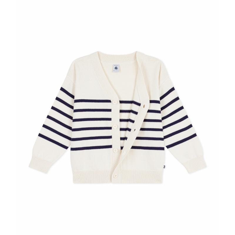 Petit Bateau Boy's Stripy Cardigan Milk/Blue