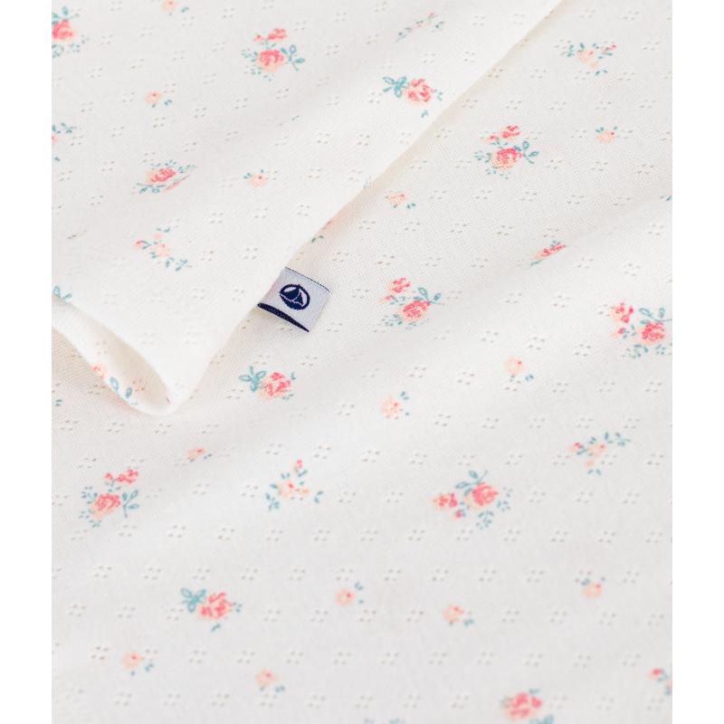 Petit Bateau Girl's Floral Print Openwork Nightdress Marshmallow - White