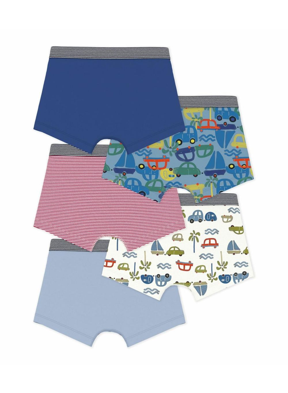 Petit Bateau Boys Printed Cotton Boxers - Multicolor - 5 Pcs