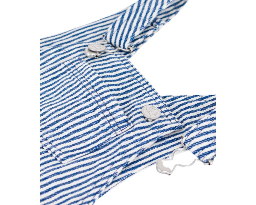 Petit Bateau Babies Short Stripy Twill Dungarees - Blue