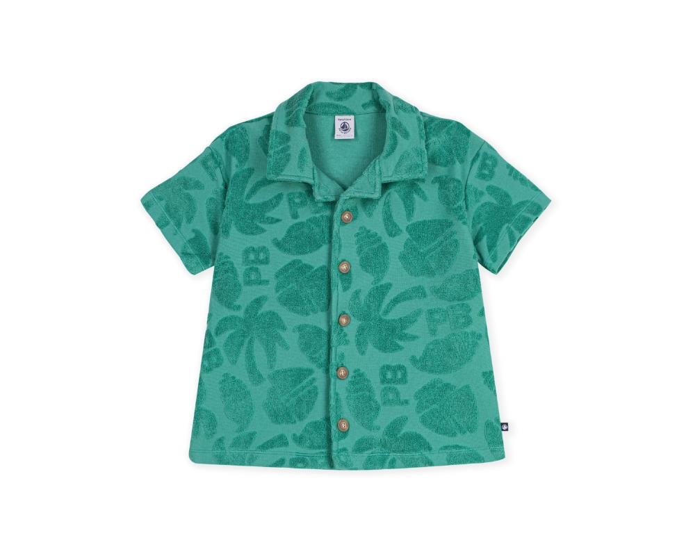 Petit Bateau - Boy's Short Sleeves Cotton Shirt - Green