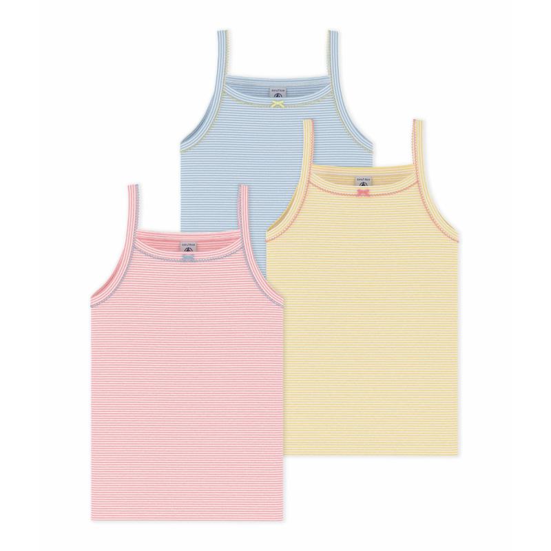 Petit Bateau Girl's Striped Cotton Tank Top - Multicolor - 3 Pcs