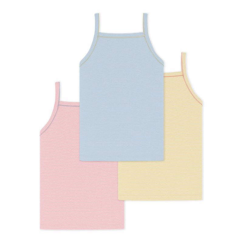 Petit Bateau Girl's Striped Cotton Tank Top - Multicolor - 3 Pcs
