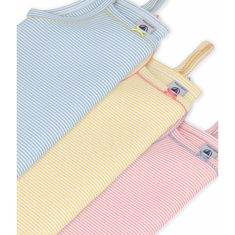 Petit Bateau Girl's Striped Cotton Tank Top - Multicolor - 3 Pcs