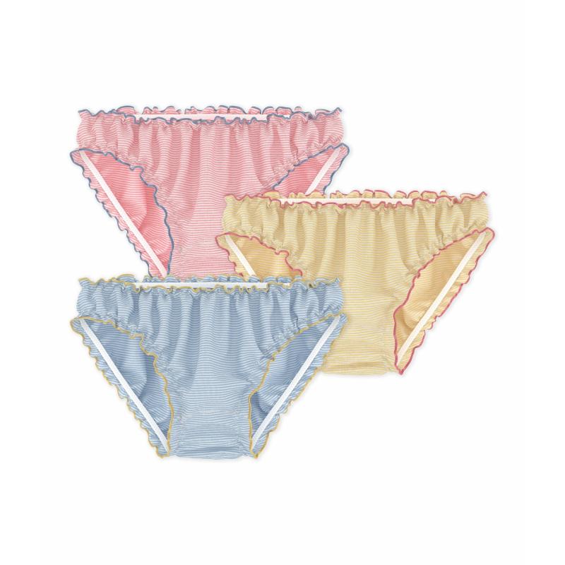 Petit Bateau Girl's Ruched Stripy Cotton Briefs - Multicolor - 3 Pcs
