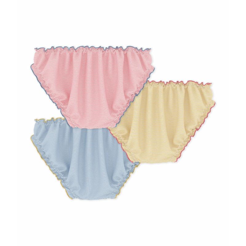 Petit Bateau Girl's Ruched Stripy Cotton Briefs - Multicolor - 3 Pcs