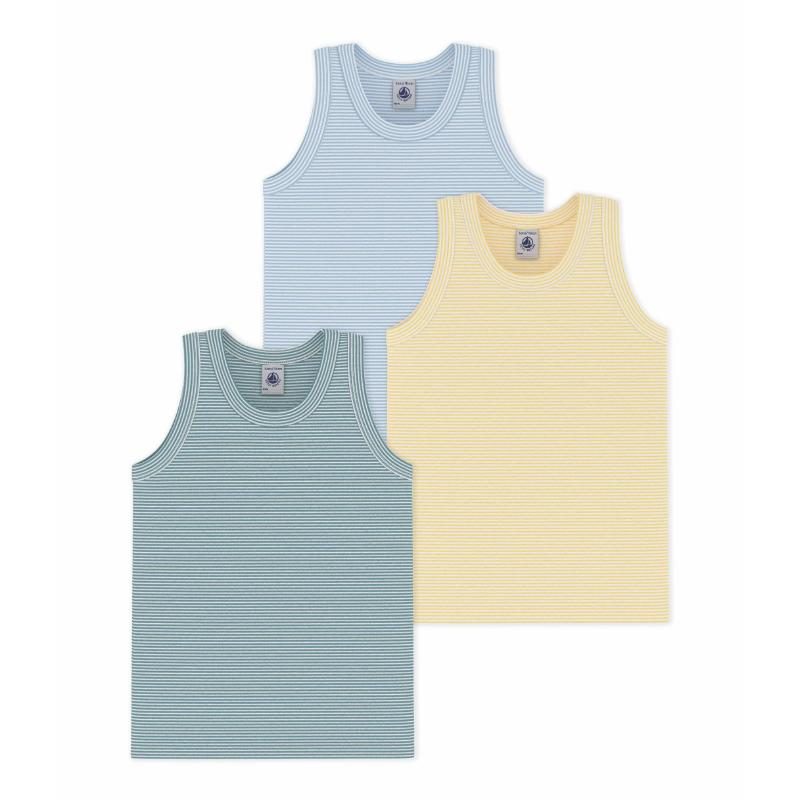 Petit Bateau Boy's Stripy Cotton Tank Top - Multicolor - 3 Pcs