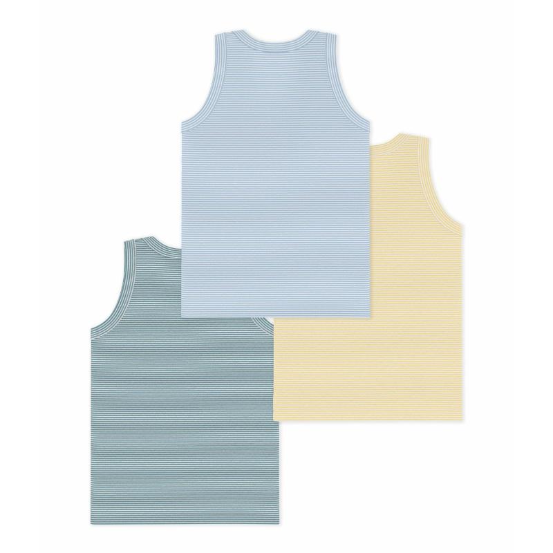 Petit Bateau Boy's Stripy Cotton Tank Top - Multicolor - 3 Pcs