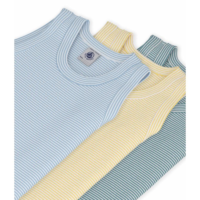 Petit Bateau Boy's Stripy Cotton Tank Top - Multicolor - 3 Pcs