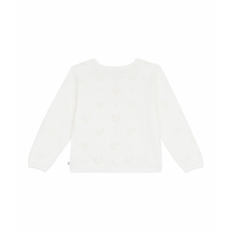 Petit Bateau Girls Plain Cotton Cardigan - White