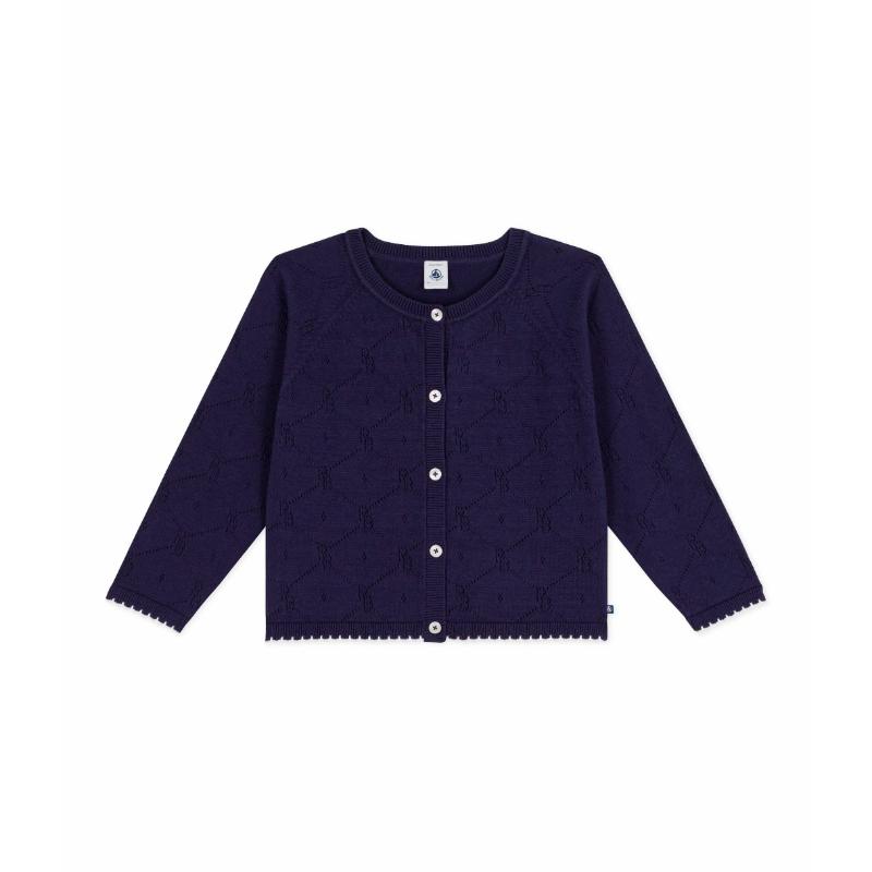 Petit Bateau Children's Plain Cotton Cardigan - Blue