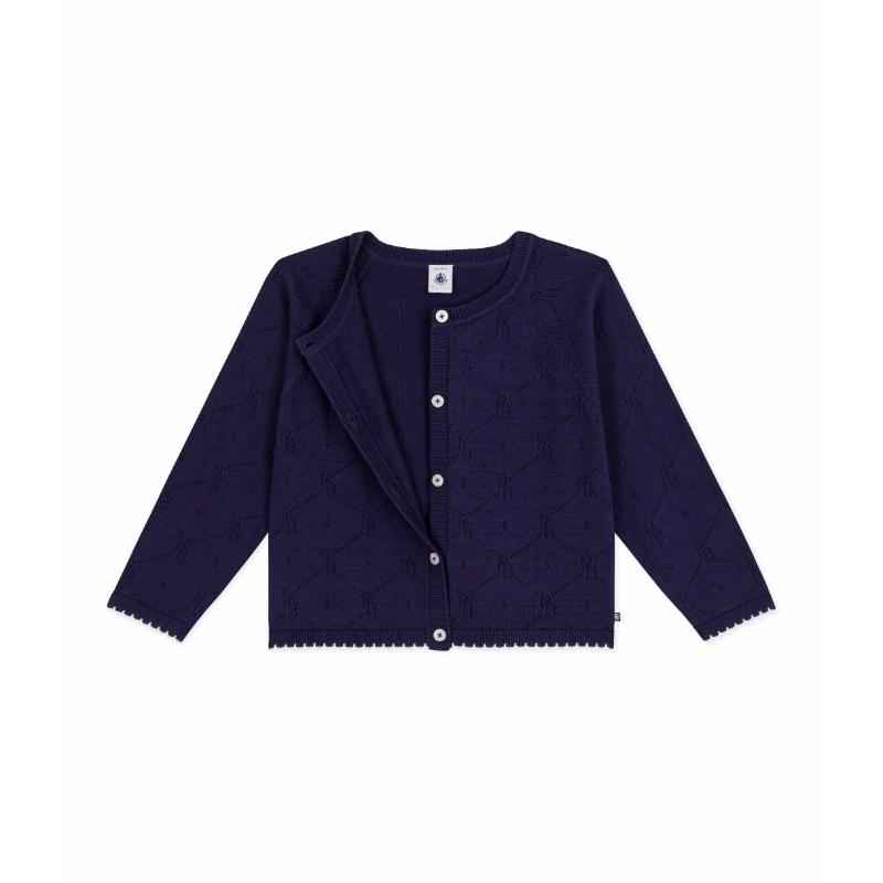 Petit Bateau Children's Plain Cotton Cardigan - Blue