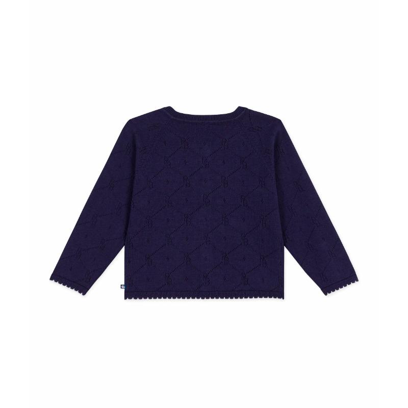 Petit Bateau Children's Plain Cotton Cardigan - Blue
