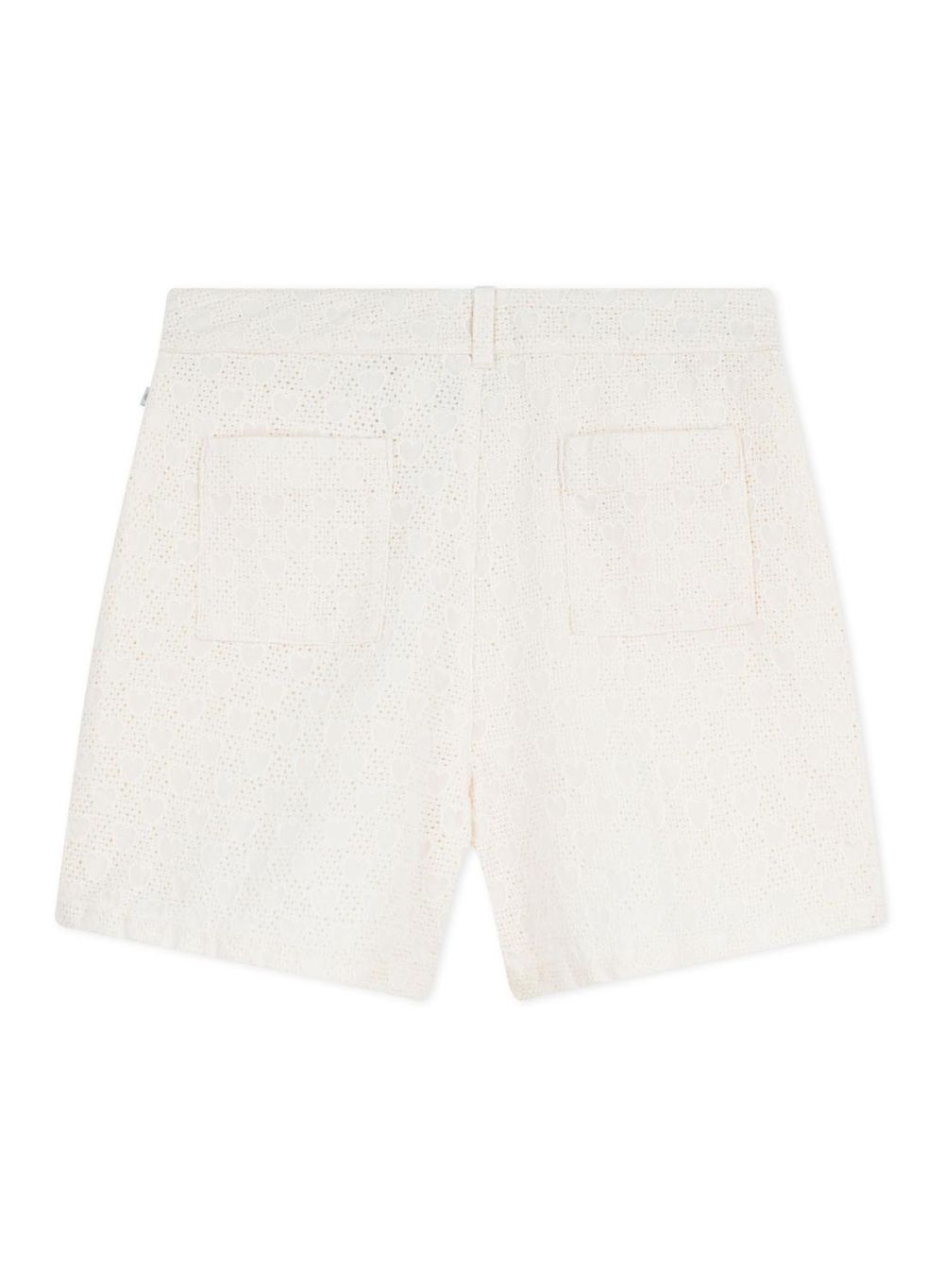 Petit Bateau Girl's Heart Motif Cotton Shorts Marshmallow - White