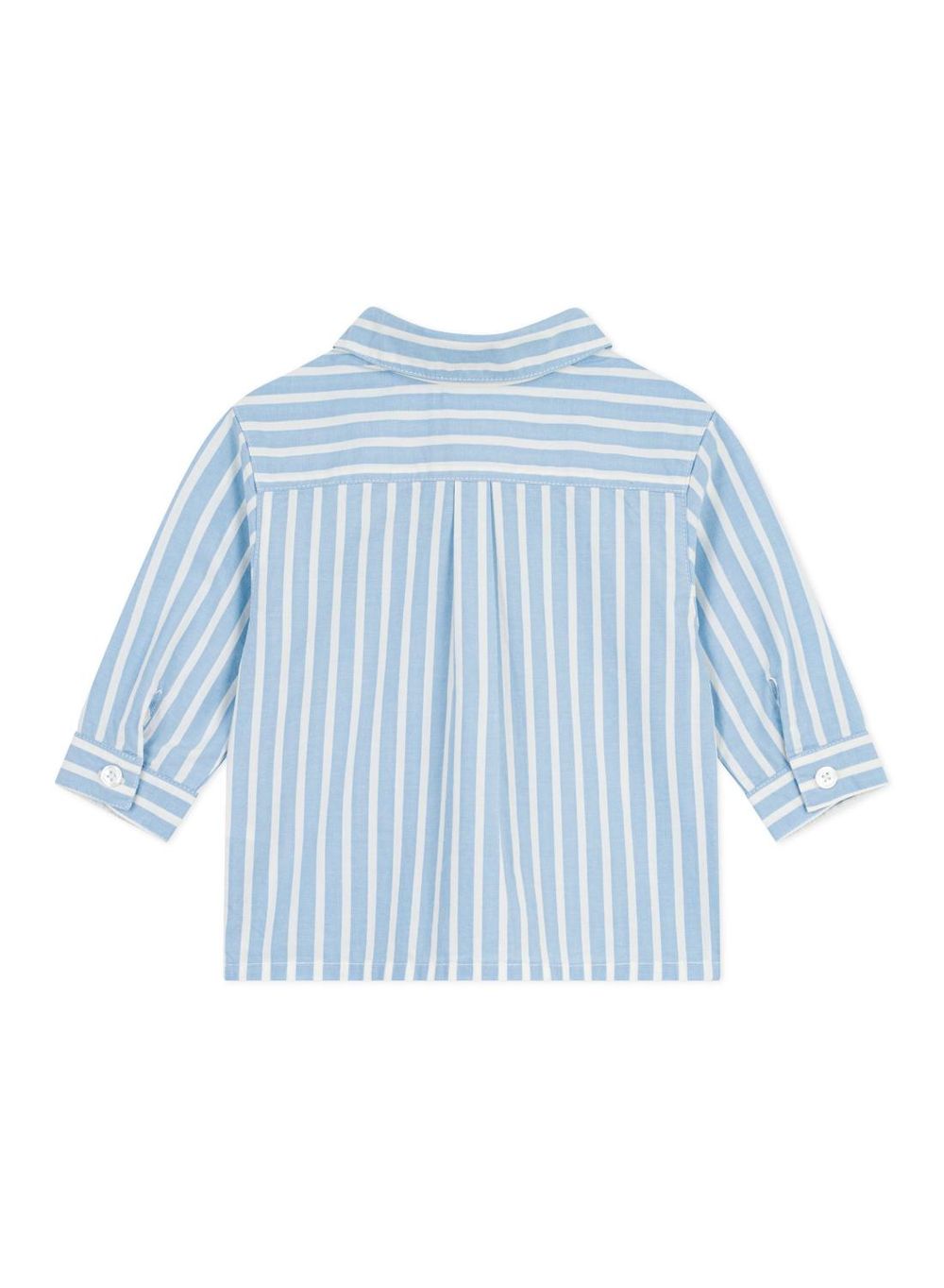 Petit Bateau Baby Boy's Long Sleeves Striped Shirt Flo Blue/Marshmallow - White
