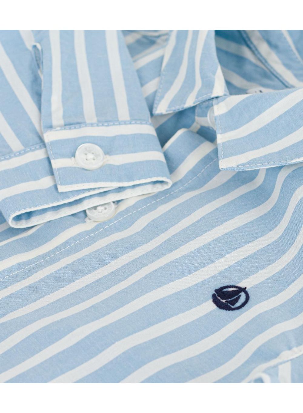 Petit Bateau Baby Boy's Long Sleeves Striped Shirt Flo Blue/Marshmallow - White
